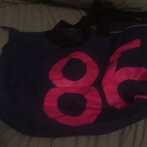 Pink navy blue carry bag